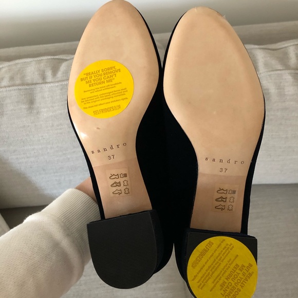 Sandro Dark Navy Velvet Mary Jane 37 - Picture 5 of 8